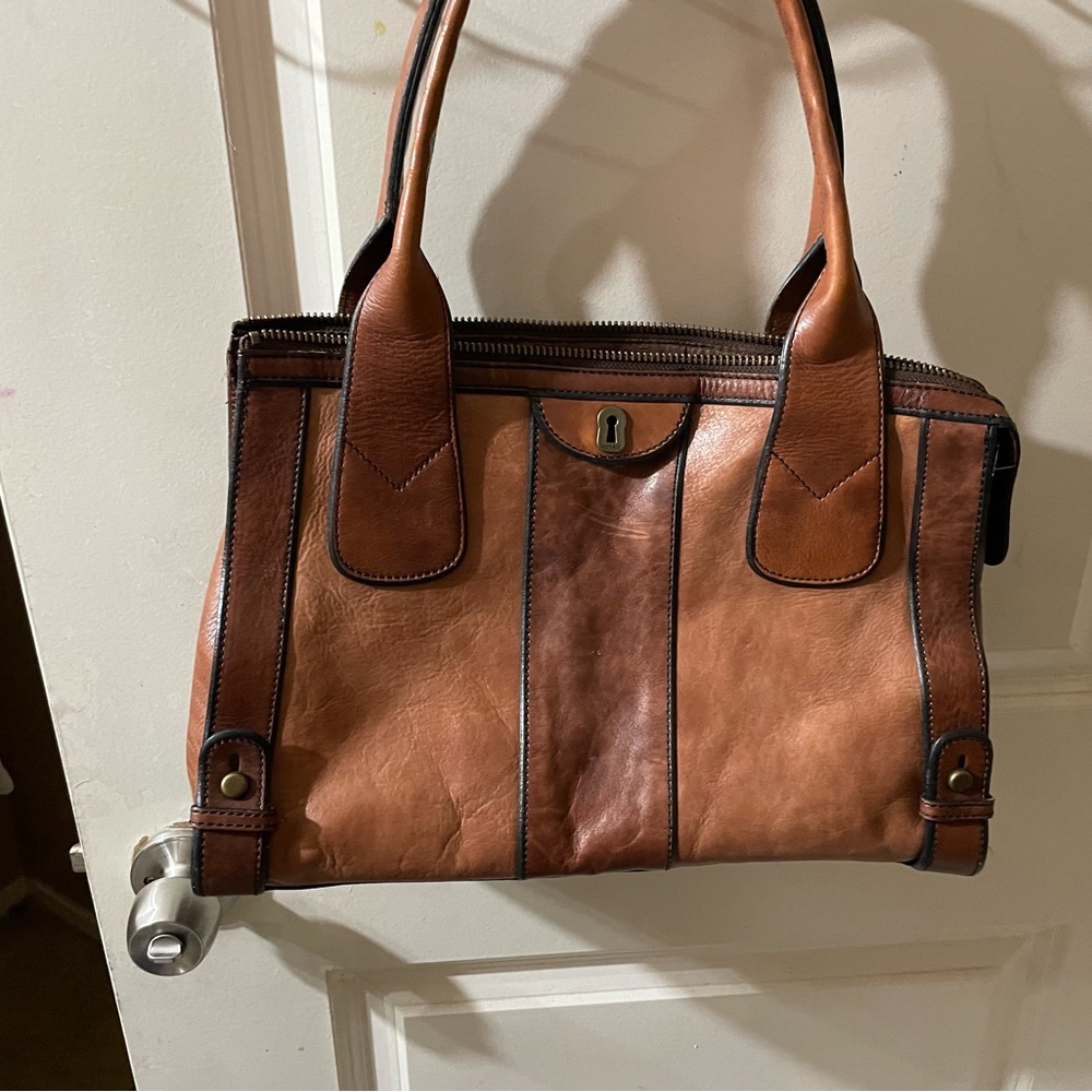Fossil Vri Vintage Reissue Tan
Leather Satchel Bag